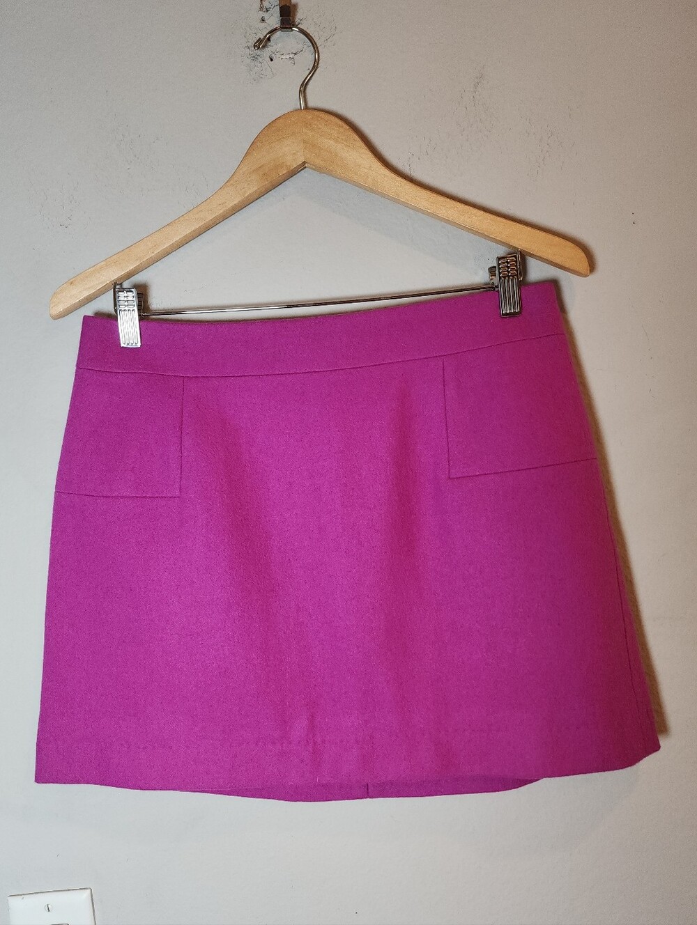 J. Crew Wool Blend Mini Skirt Pink Purple Lined Women's Size 8